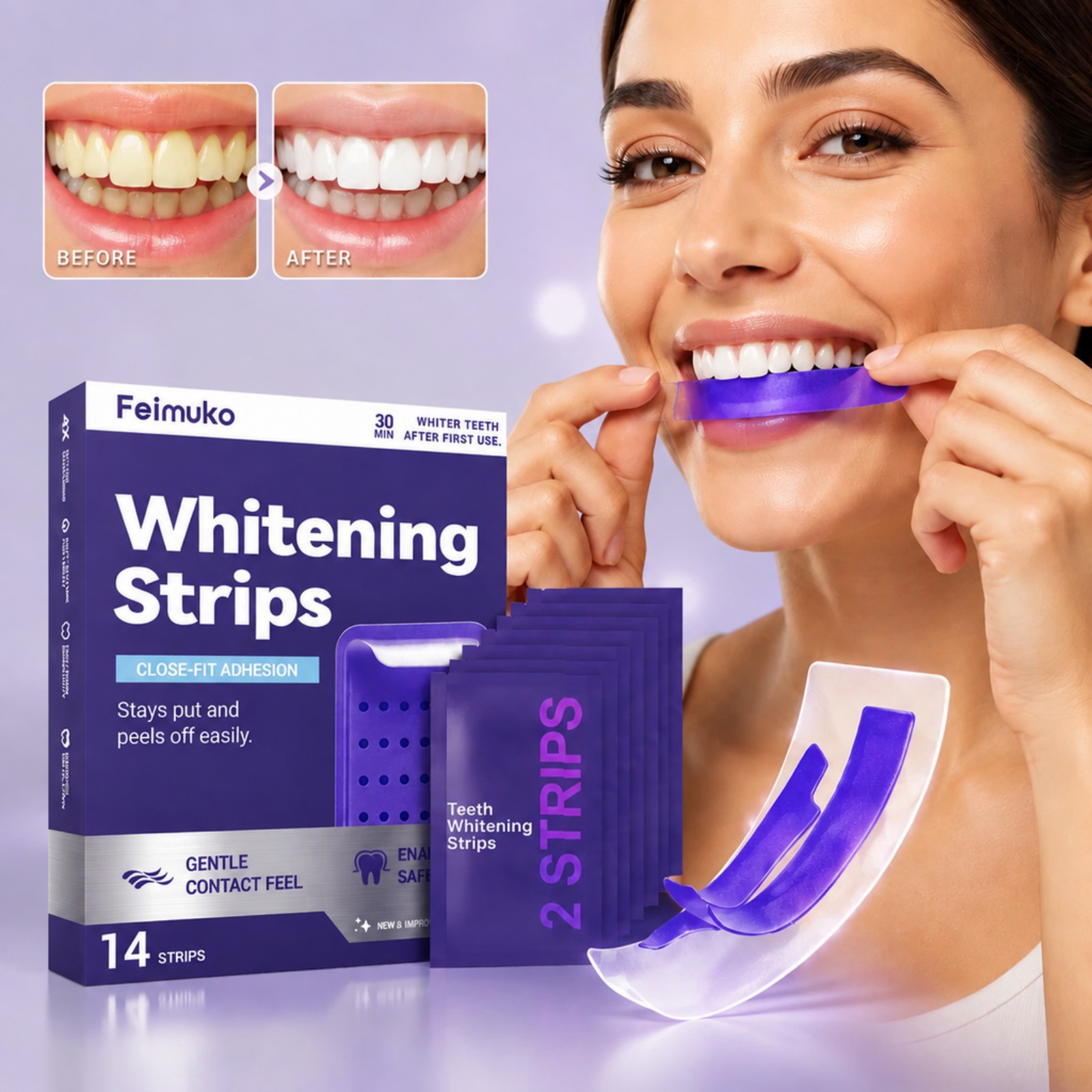 Teeth Whitening Gel Refills - 7 szt. wysokiej jakości fioletowych pasków
